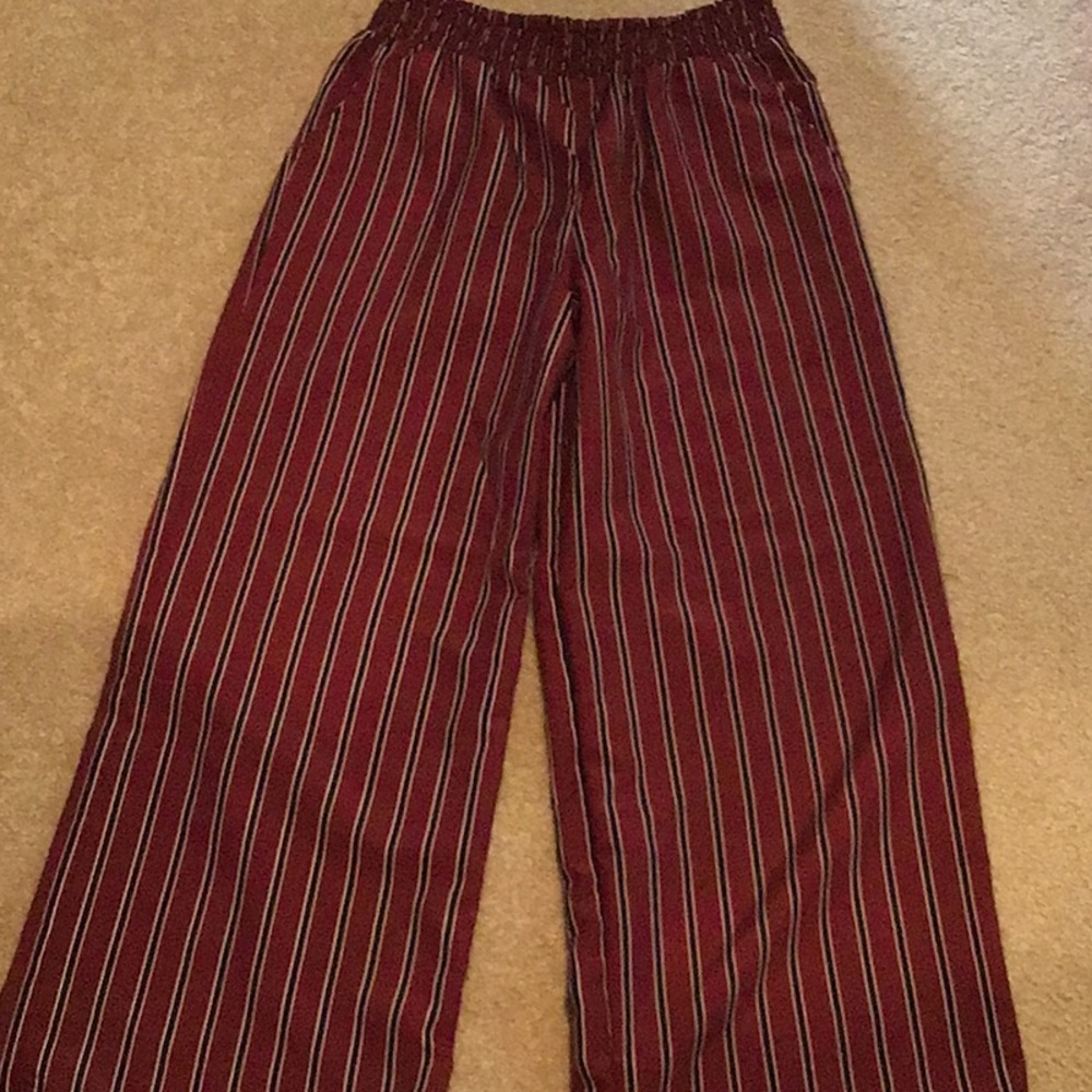 New Angie girls striped pants 100% polyester burgundy striped
